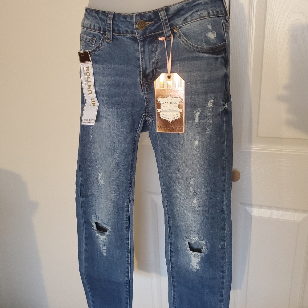 Wax jean skinny crop Medium blue Wash